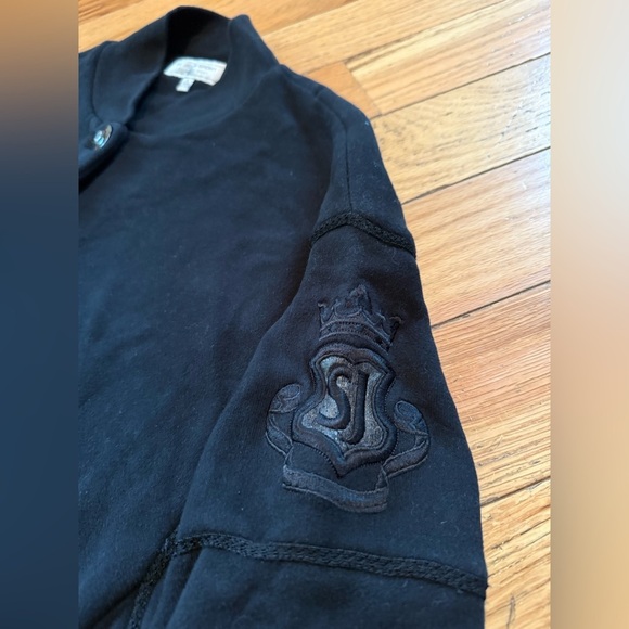 VTG St John Sport Black Button Down Jacket Crown Crest Logo Cotton Womens Size M - Picture 6 of 14